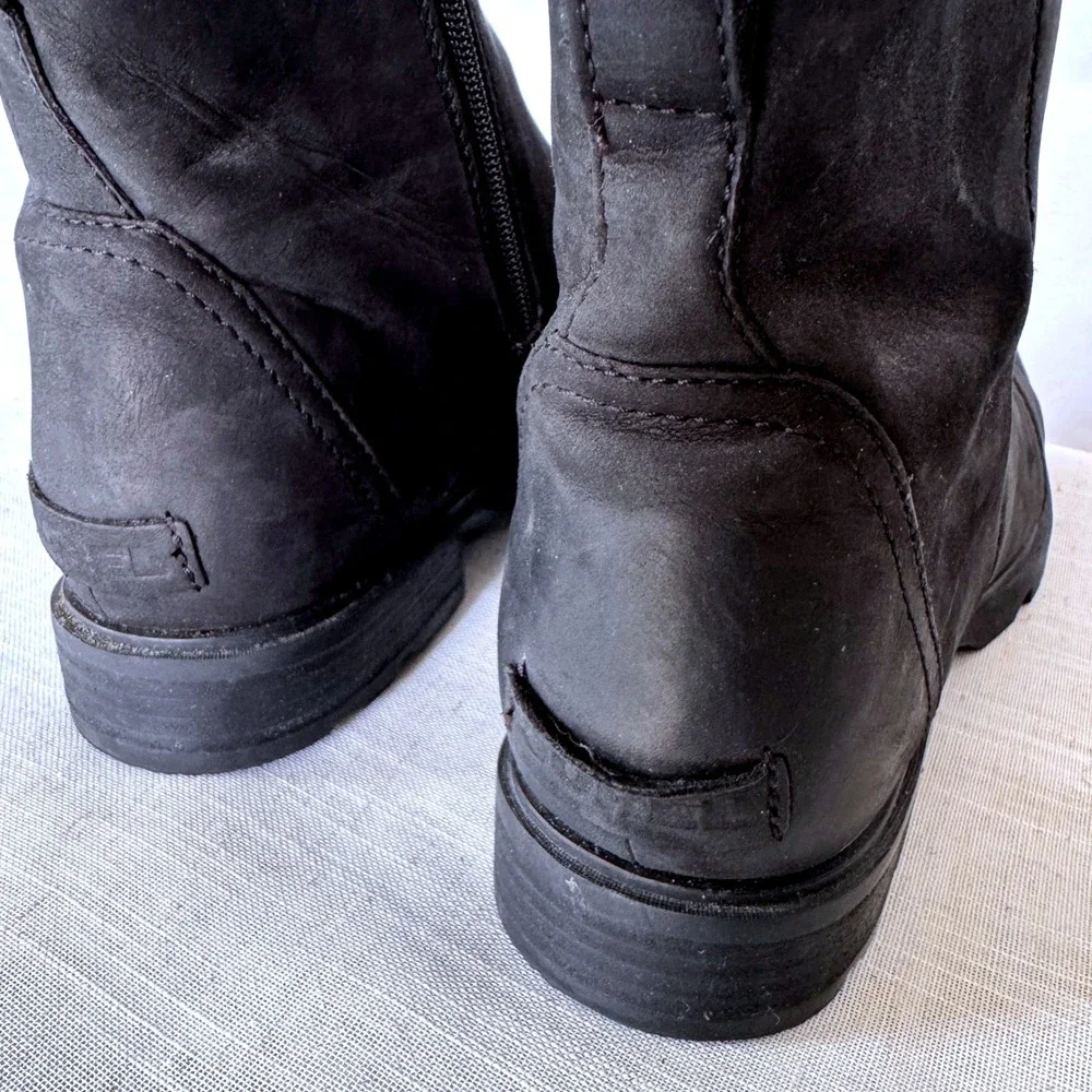 Sorel Emelie‎ III Zip Waterproof Leather Ankle Boots Black Lug Sole Chelsea